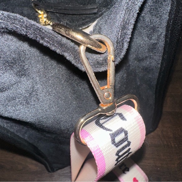 NWT Juicy Couture Black Velour Liquorice Extra Spender Tote Crossbody - Picture 6 of 10